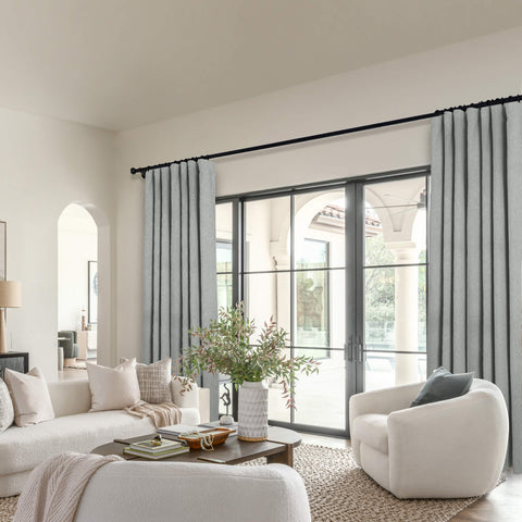 OY19S Soft Linen Blend Blackout Curtains 220GSM Flat Hooks 1 Panel