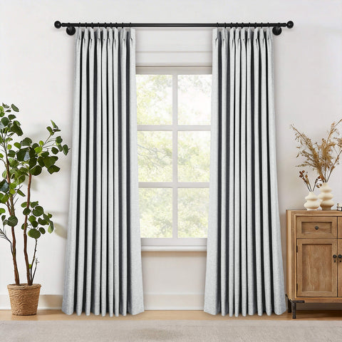 OY19S Linen Blend Soft Blackout Curtains Pinch Peat 1 Panel