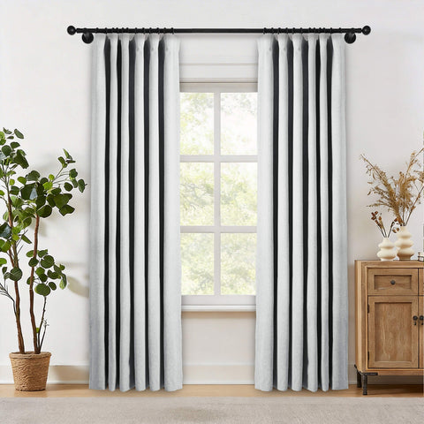 OY19S Soft Linen Blend Blackout Curtains 220GSM Flat Hooks 1 Panel