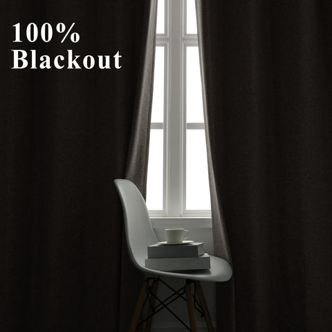 OY19S Soft Linen Blend Blackout Curtains 220GSM Flat Hooks 1 Panel