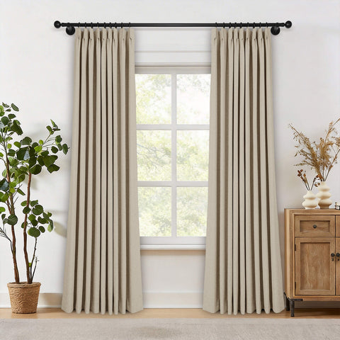 OY19S Linen Blend Soft Blackout Curtains Pinch Peat 1 Panel