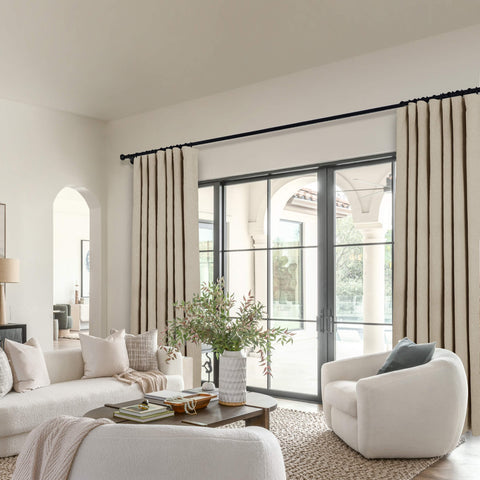 OY19S Soft Linen Blend Blackout Curtains 220GSM Flat Hooks 1 Panel