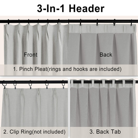 OY19S Blackout Linen Curtains 3 IN 1 Header 1 Panel