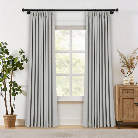 OY19S Linen Blend Soft Blackout Curtains Pinch Peat 1 Panel