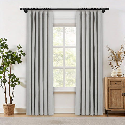 OY19S Soft Linen Blend Blackout Curtains 220GSM Flat Hooks 1 Panel