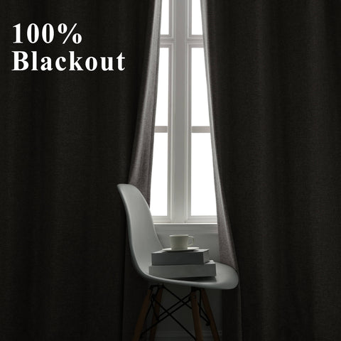 OY19S Linen Blend Soft Blackout Curtains Pinch Peat 1 Panel