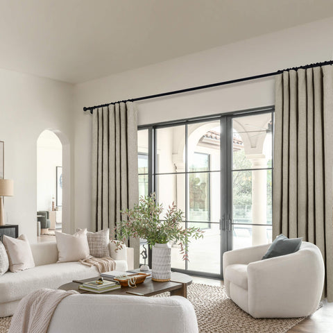 OY19S Soft Linen Blend Blackout Curtains 220GSM Flat Hooks 1 Panel