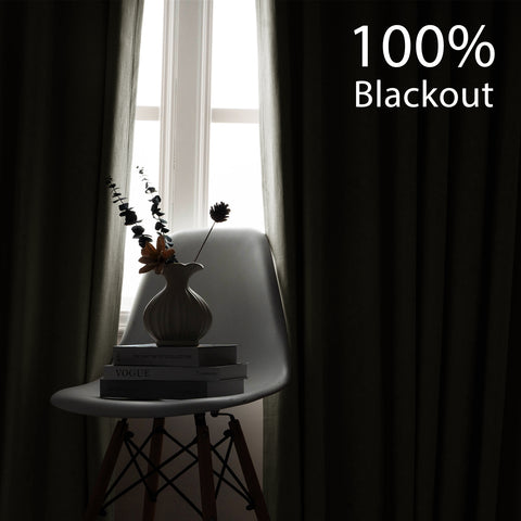 OY66 Ultra-Soft Blackout Double-Sided Lightweight Linen Curtain Grommet 1 Panel