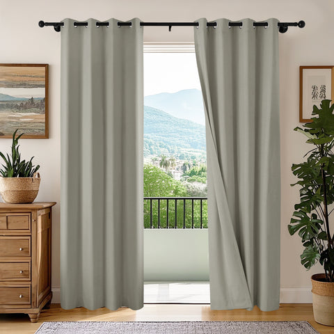 OY66 Ultra-Soft Blackout Double-Sided Lightweight Linen Curtain Grommet 1 Panel