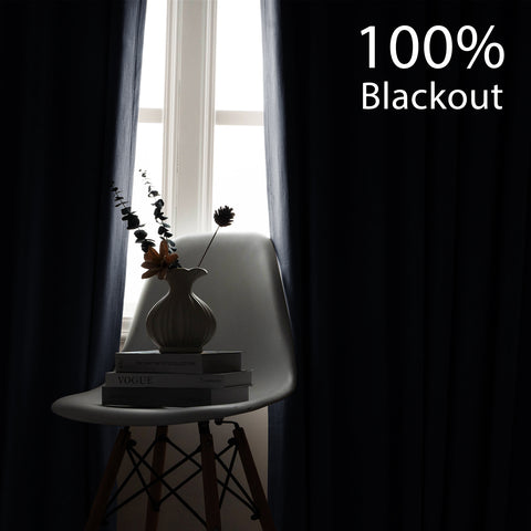 OY66 Ultra-Soft Blackout Double-Sided Lightweight Linen Curtain Grommet 1 Panel