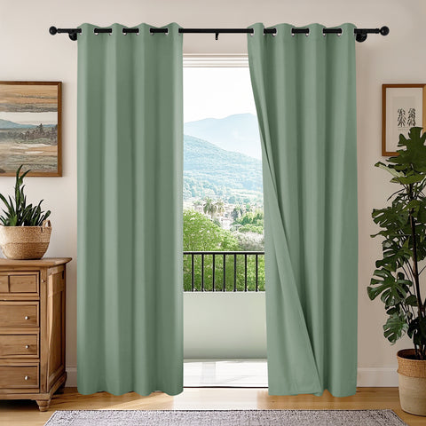 OY66 Ultra-Soft Blackout Double-Sided Lightweight Linen Curtain Grommet 1 Panel