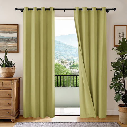 OY66 Ultra-Soft Blackout Double-Sided Lightweight Linen Curtain Grommet 1 Panel