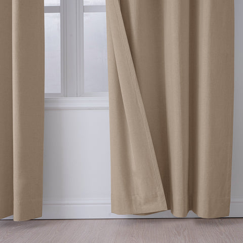 OY66 Ultra-Soft Blackout Double-Sided Lightweight Linen Curtain Grommet 1 Panel