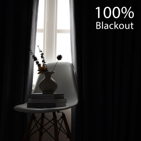 OY66 Ultra-Soft Blackout Double-Sided Lightweight Linen Curtain Grommet 1 Panel