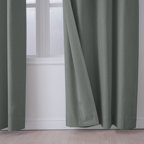 OY66 Ultra-Soft Blackout Double-Sided Lightweight Linen Curtain Grommet 1 Panel