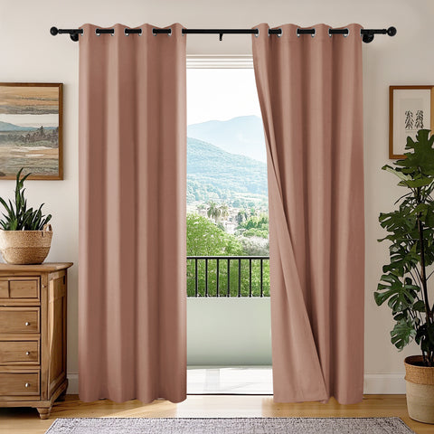 OY66 Ultra-Soft Blackout Double-Sided Lightweight Linen Curtain Grommet 1 Panel