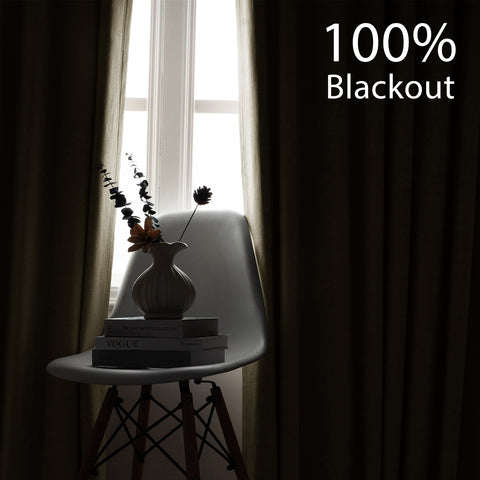 OY66 Ultra-Soft Blackout Double-Sided Lightweight Linen Curtain Grommet 1 Panel