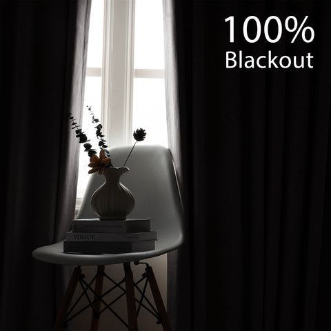 OY66 Ultra-Soft Blackout Double-Sided Lightweight Linen Curtain Grommet 1 Panel