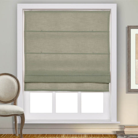 1908 Roman Shade Velcro Faux Linen Light Filtering, Blackout, Room Darkening, Installation Hardware Included - Cololeaf