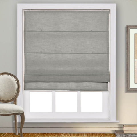 1908 Roman Shade Velcro Faux Linen Light Filtering, Blackout, Room Darkening, Installation Hardware Included - Cololeaf