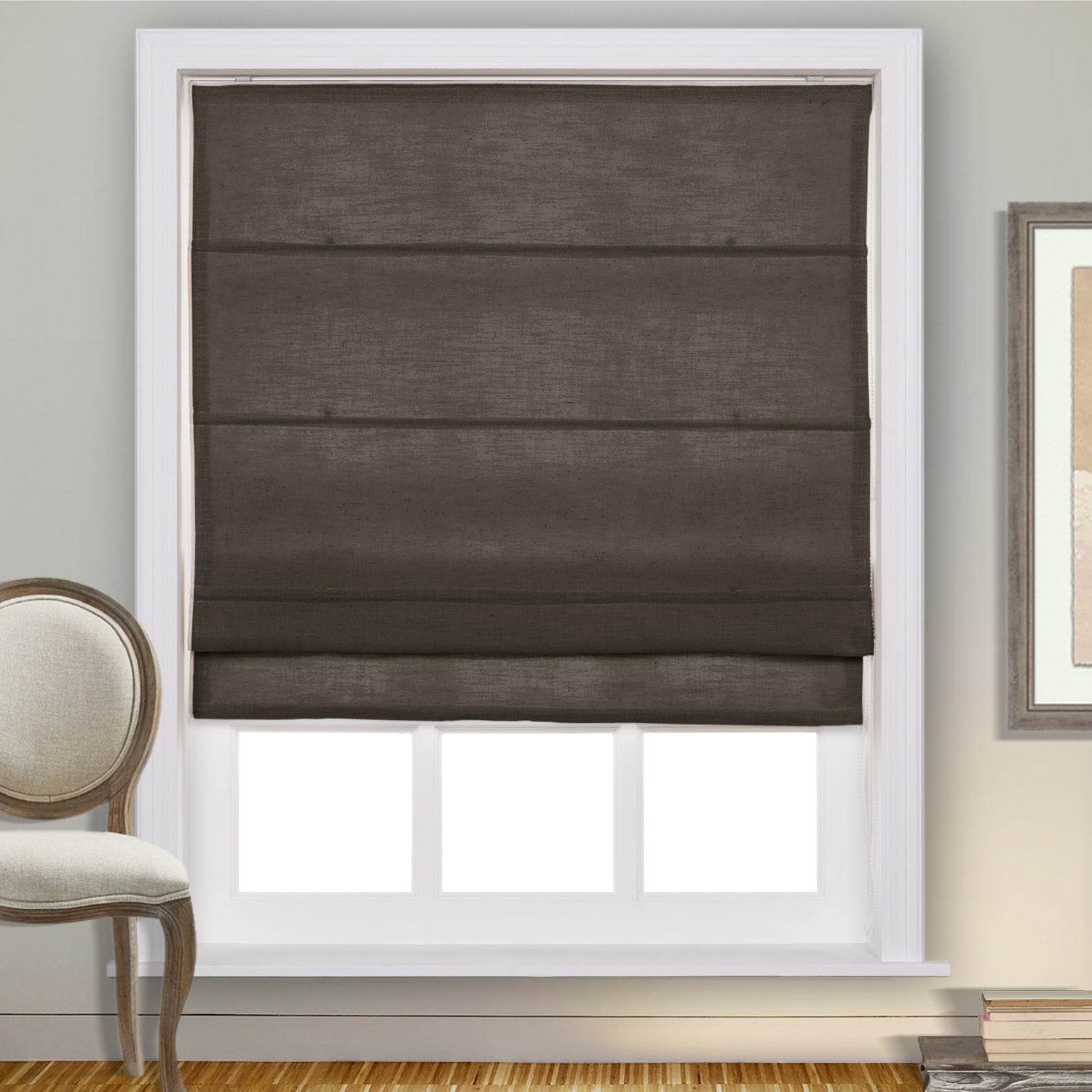 1908 Roman Shade Velcro Faux Linen Light Filtering, Blackout, Room Darkening, Installation Hardware Included - Cololeaf