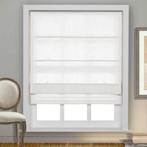 1908 Roman Shade Velcro Faux Linen Light Filtering, Blackout, Room Darkening, Installation Hardware Included - Cololeaf