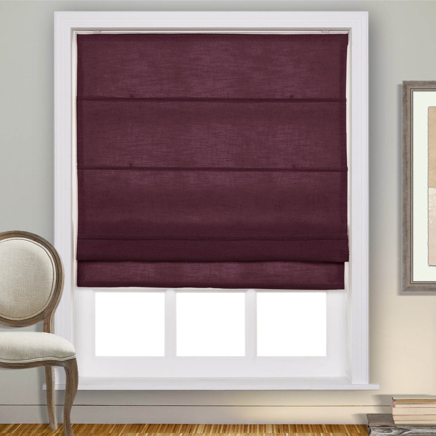 1908 Roman Shade Velcro Faux Linen Light Filtering, Blackout, Room Darkening, Installation Hardware Included - Cololeaf
