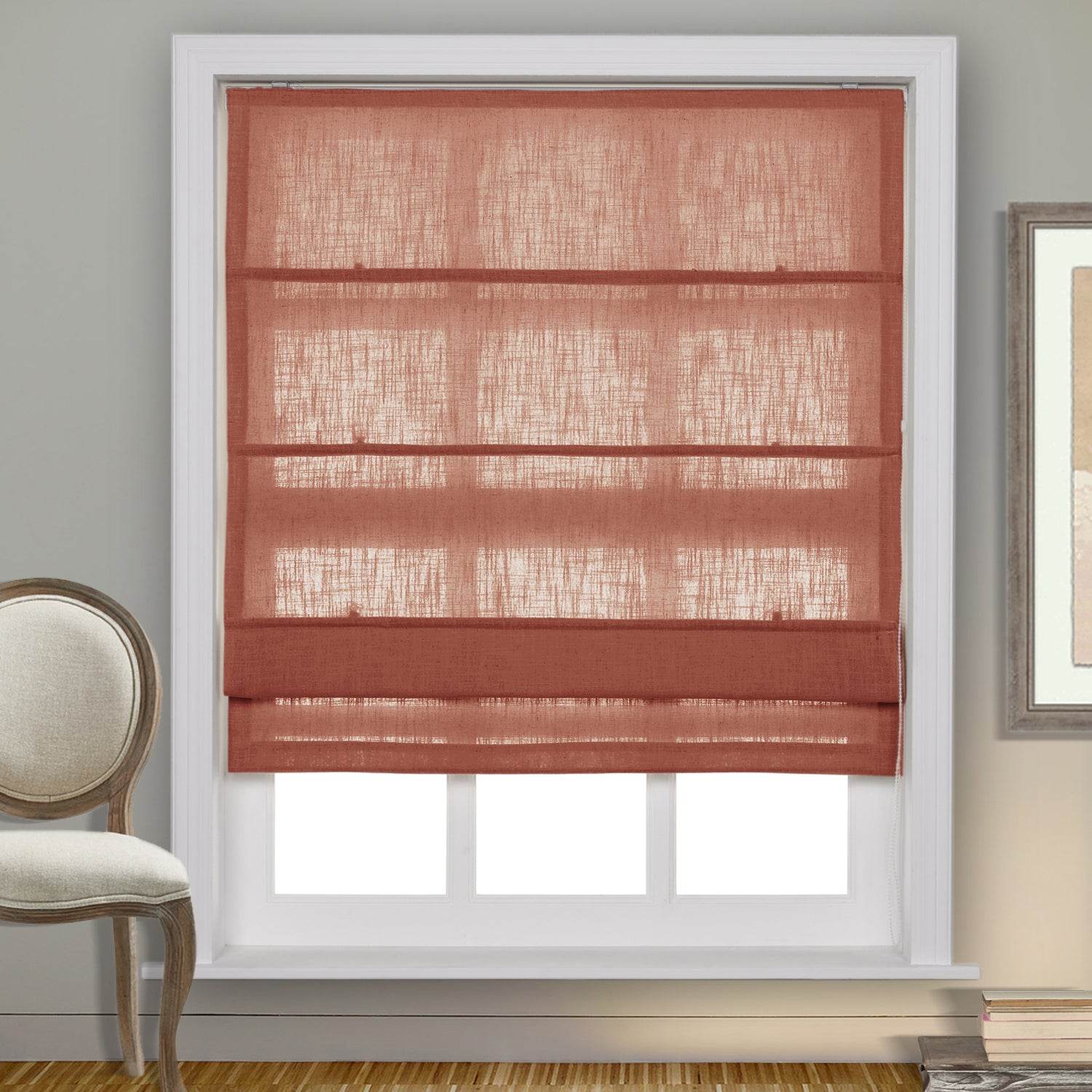 1908 Roman Shade Velcro Faux Linen Light Filtering, Blackout, Room Darkening, Installation Hardware Included - Cololeaf