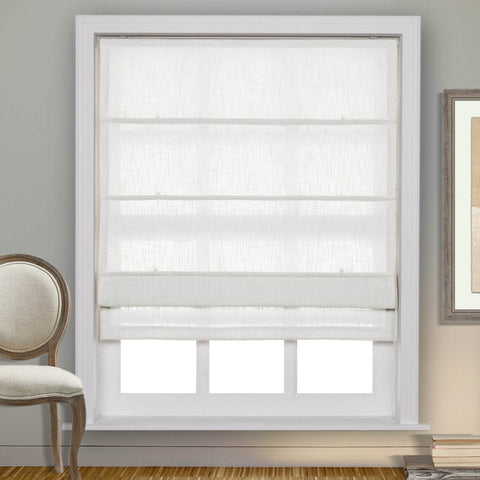 1908 Roman Shade Velcro Faux Linen Light Filtering, Blackout, Room Darkening, Installation Hardware Included - Cololeaf