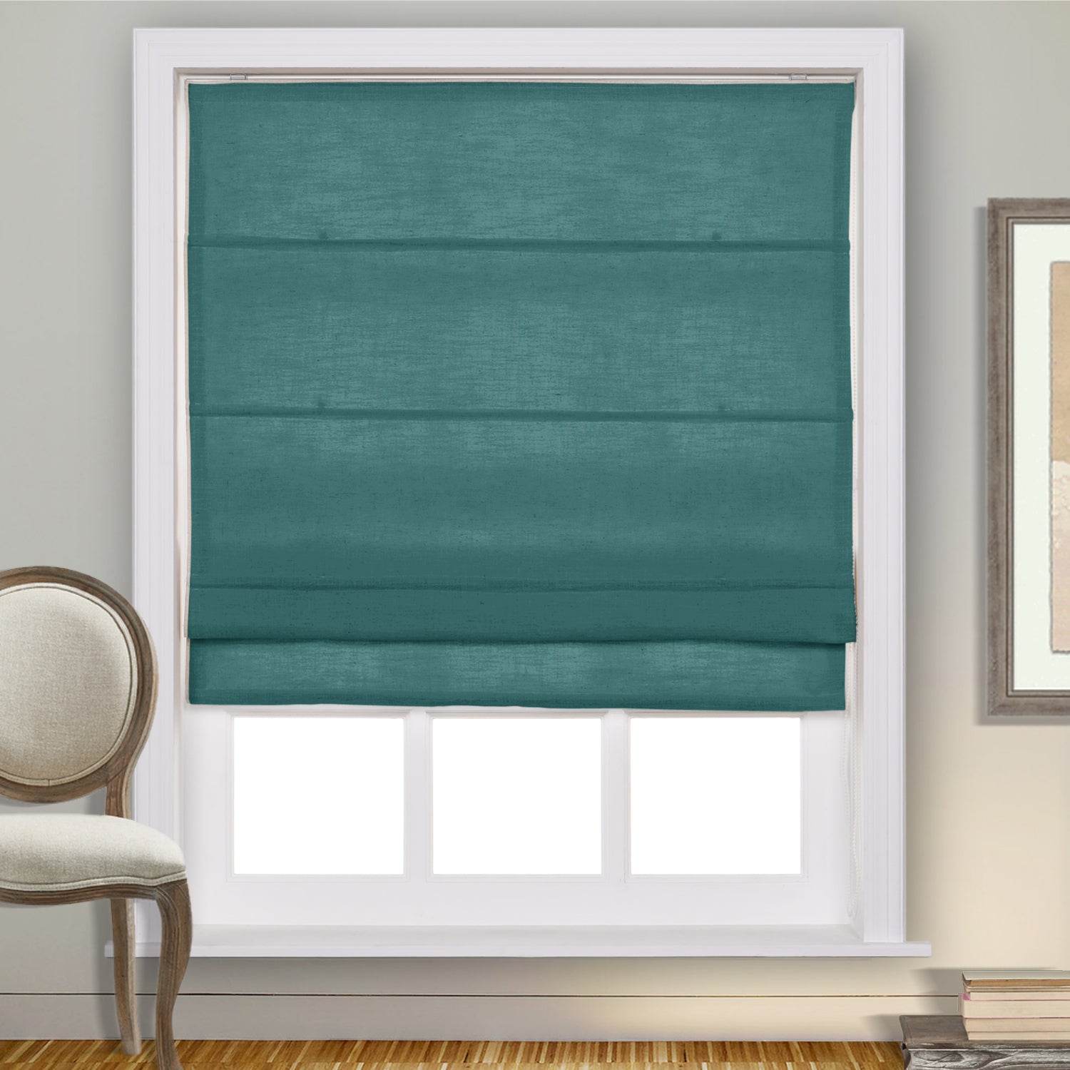1908 Roman Shade Velcro Faux Linen Light Filtering, Blackout, Room Darkening, Installation Hardware Included - Cololeaf