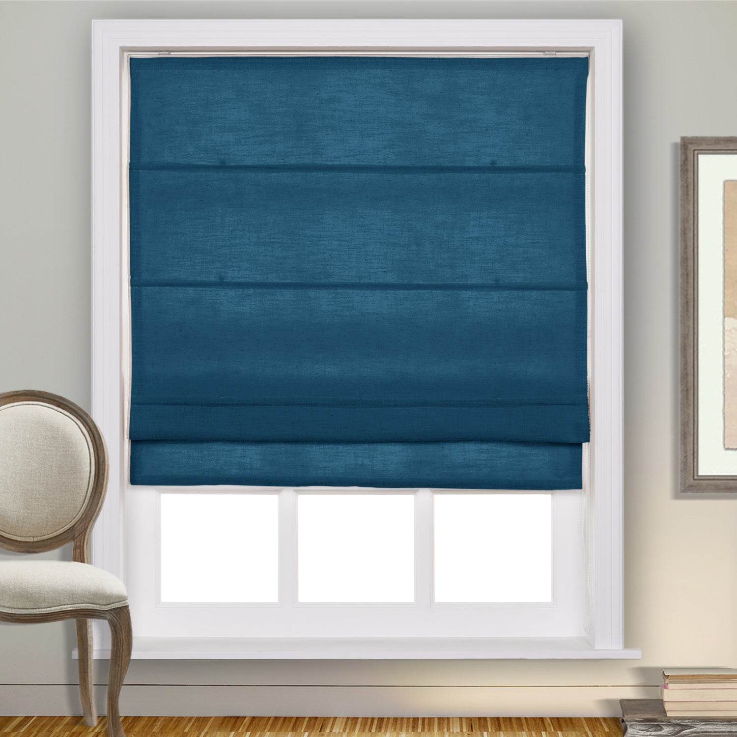 1908 Roman Shade Velcro Faux Linen Light Filtering, Blackout, Room Darkening, Installation Hardware Included - Cololeaf