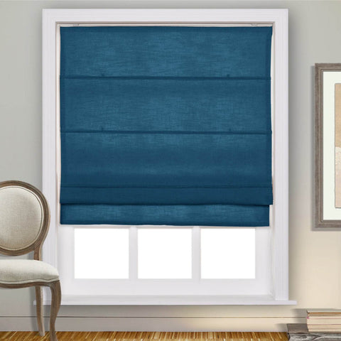 1908 Roman Shade Velcro Faux Linen Light Filtering, Blackout, Room Darkening, Installation Hardware Included - Cololeaf