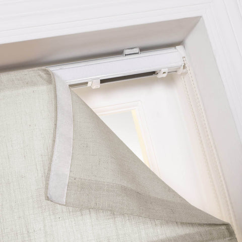 1908 Roman Shade Velcro Faux Linen Light Filtering, Blackout, Room Darkening, Installation Hardware Included - Cololeaf