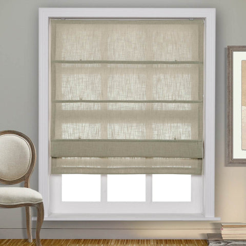 1908 Roman Shade Velcro Faux Linen Light Filtering, Blackout, Room Darkening, Installation Hardware Included - Cololeaf