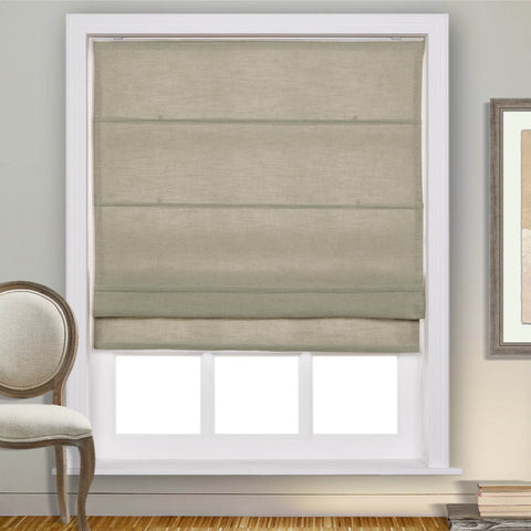 1908 Roman Shade Velcro Faux Linen Light Filtering, Blackout, Room Darkening, Installation Hardware Included - Cololeaf