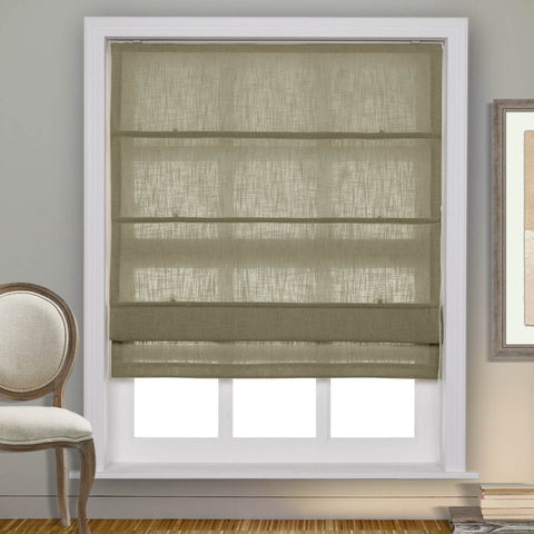 1908 Roman Shade Velcro Faux Linen Light Filtering, Blackout, Room Darkening, Installation Hardware Included - Cololeaf