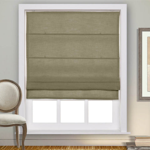 1908 Roman Shade Velcro Faux Linen Light Filtering, Blackout, Room Darkening, Installation Hardware Included - Cololeaf