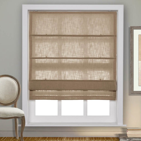 1908 Roman Shade Velcro Faux Linen Light Filtering, Blackout, Room Darkening, Installation Hardware Included - Cololeaf
