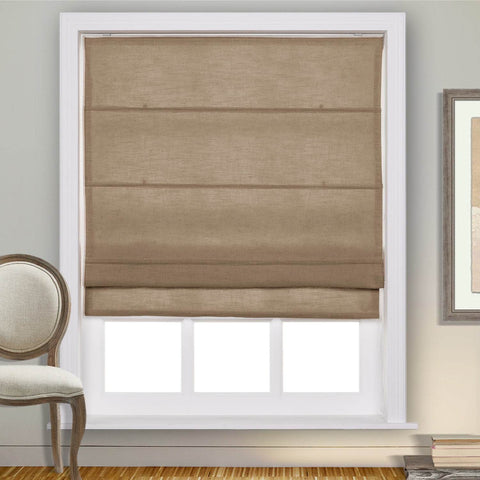 1908 Roman Shade Velcro Faux Linen Light Filtering, Blackout, Room Darkening, Installation Hardware Included - Cololeaf