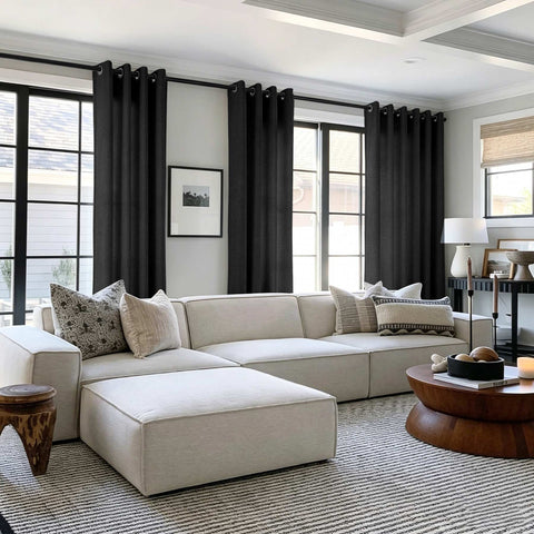 TW04 Light Filtering Linen Textured Sheer Curtains Grommets 1 Panel