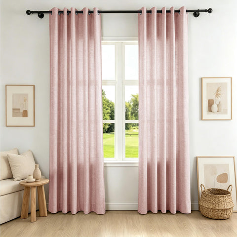 TW04 Extra Long Light Filtering Linen Curtains Grommets 1 Panel for High Ceilings, Perfect for Lofts