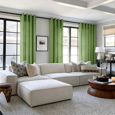 TW04 Light Filtering Linen Textured Sheer Curtains Grommets 1 Panel
