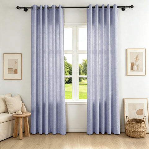 TW04 Extra Long Light Filtering Linen Curtains Grommets 1 Panel for High Ceilings, Perfect for Lofts