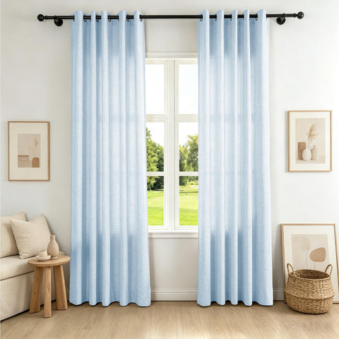 TW04 Extra Long Light Filtering Linen Curtains Grommets 1 Panel for High Ceilings, Perfect for Lofts