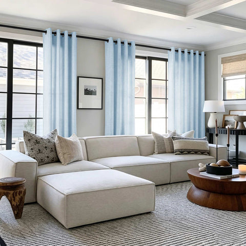 TW04 Light Filtering Linen Textured Sheer Curtains Grommets 1 Panel