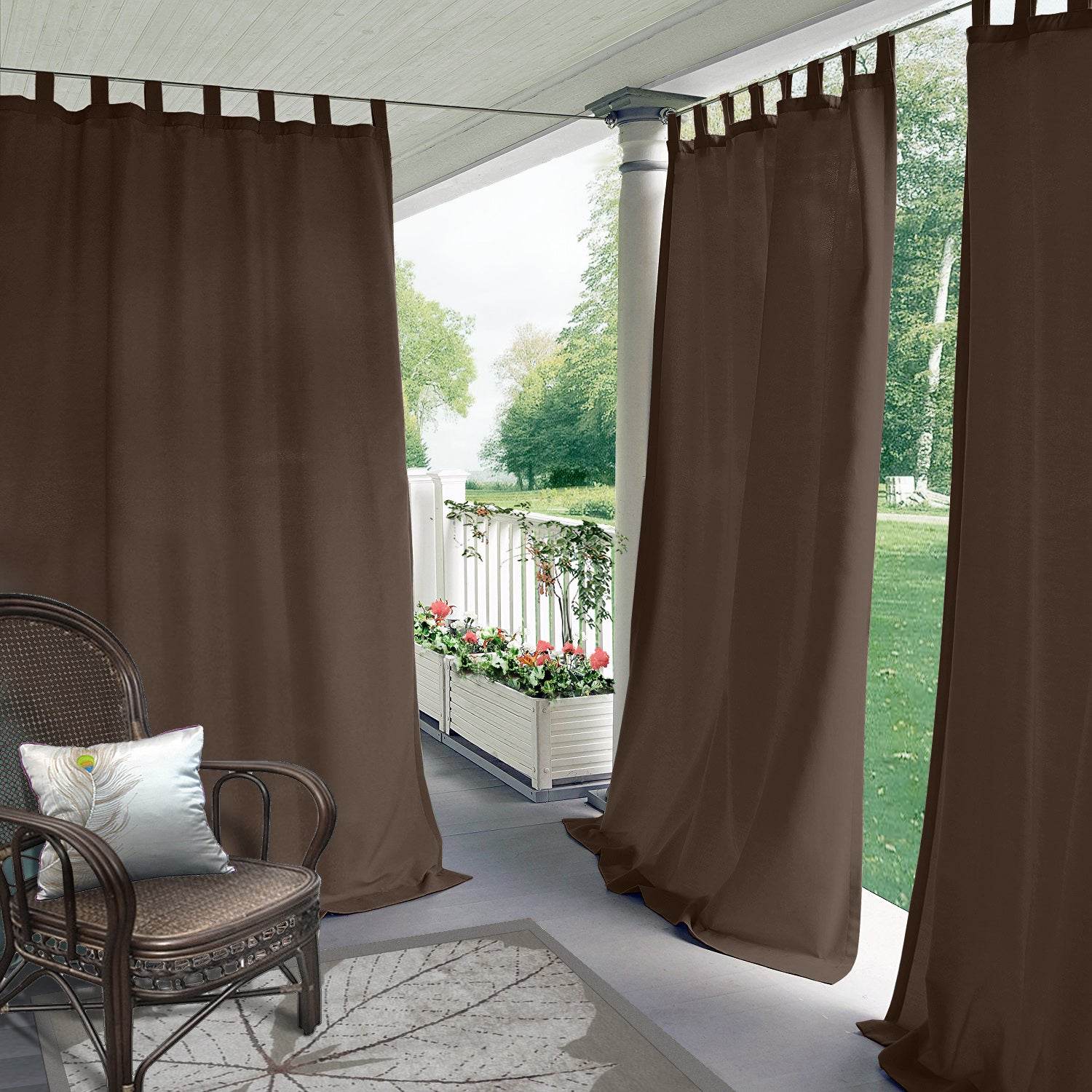 Rose Outdoor Curtains, Waterproof Thermal Insulated Blackout, Tab Top - Cololeaf
