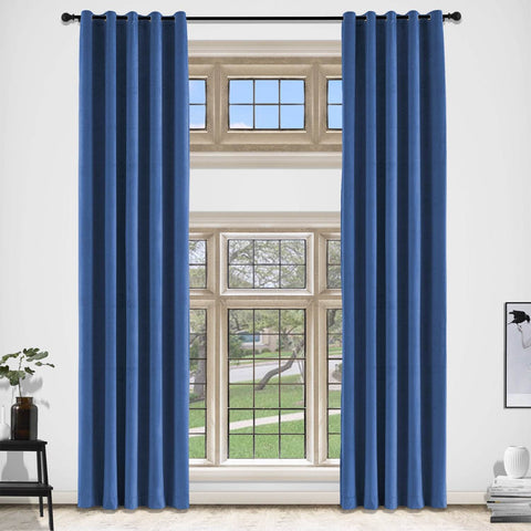 MJ11 Extra Long Soft Velvet Blackout Drapes For Loft Living Room Grommet - Cololeaf