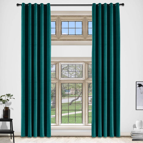 MJ11 Extra Long Soft Velvet Blackout Drapes For Loft Living Room Grommet - Cololeaf