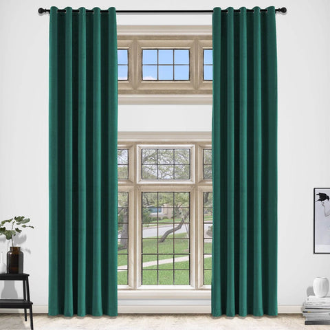 MJ11 Extra Long Soft Velvet Blackout Drapes For Loft Living Room Grommet - Cololeaf