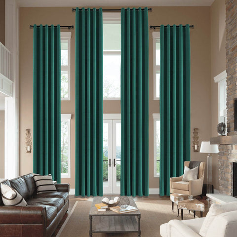 MJ11 Extra Long Soft Velvet Blackout Drapes For Loft Living Room Grommet - Cololeaf